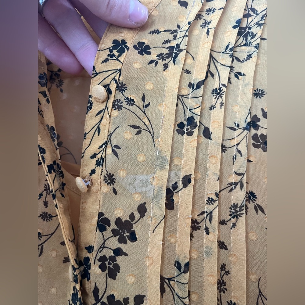 Nanette Lepore midi dress floral mustard belted size 6 - Picture 5 of 11